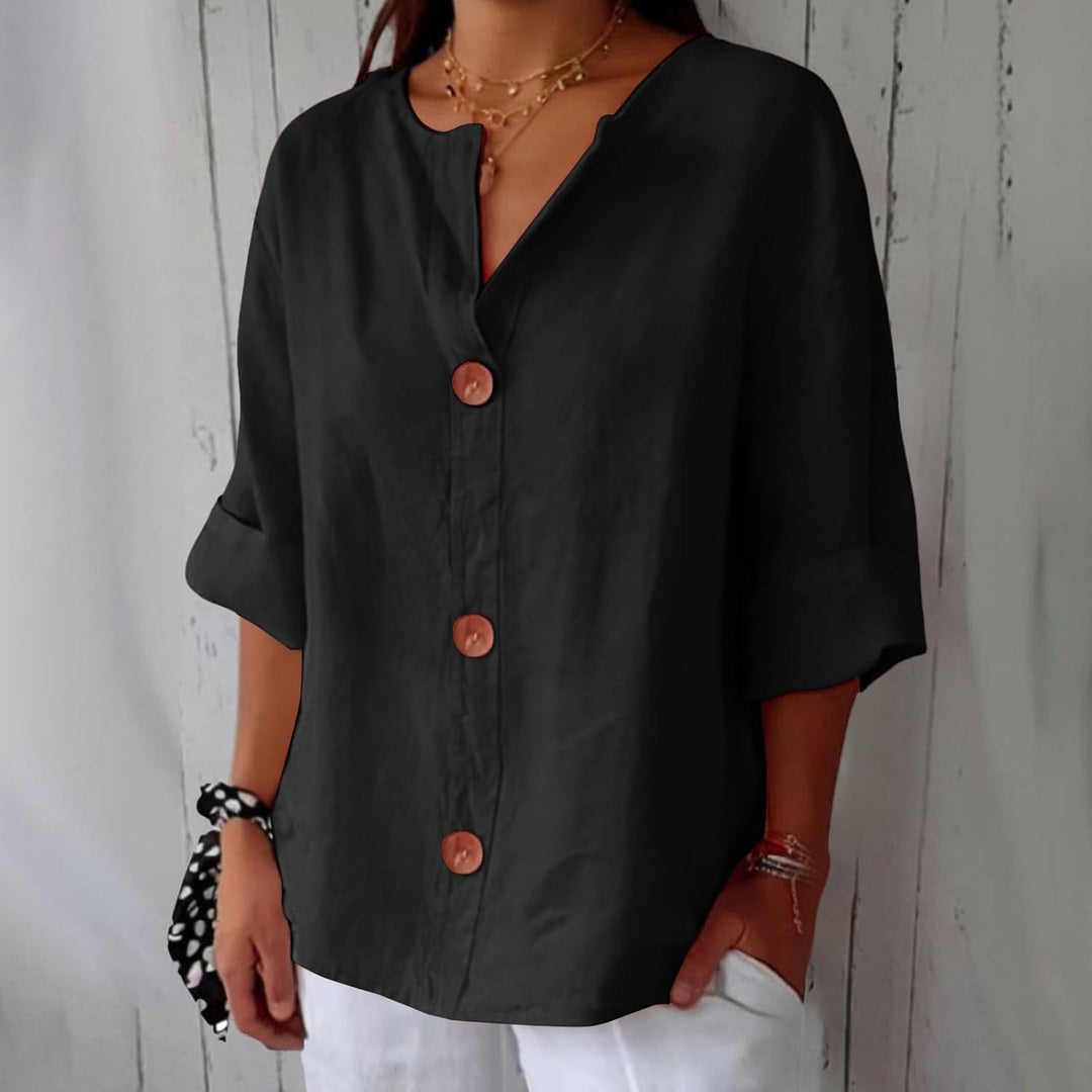 Olivia Loose Linen Blouse Summer Light and Comfortable Women's Style