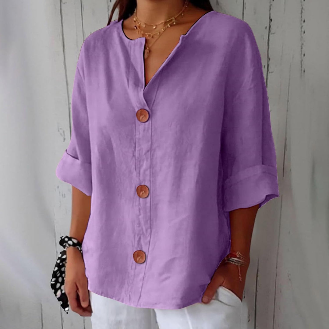Olivia Loose Linen Blouse Summer Light and Comfortable Women's Style