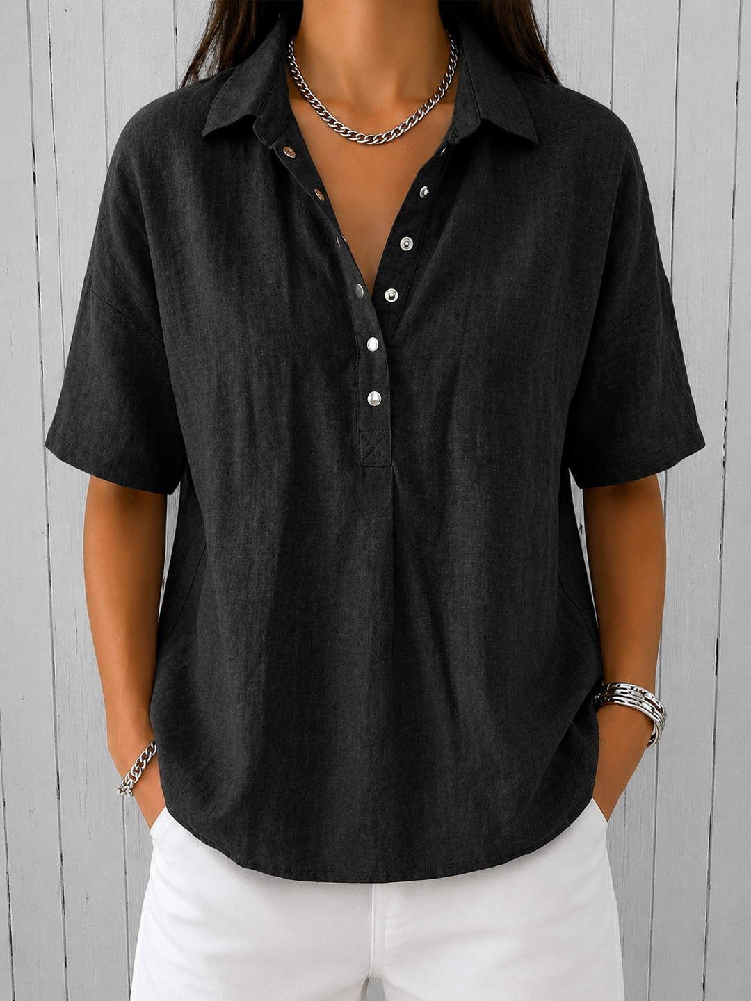 Tampa Ava Blouse with Collar and Buttons