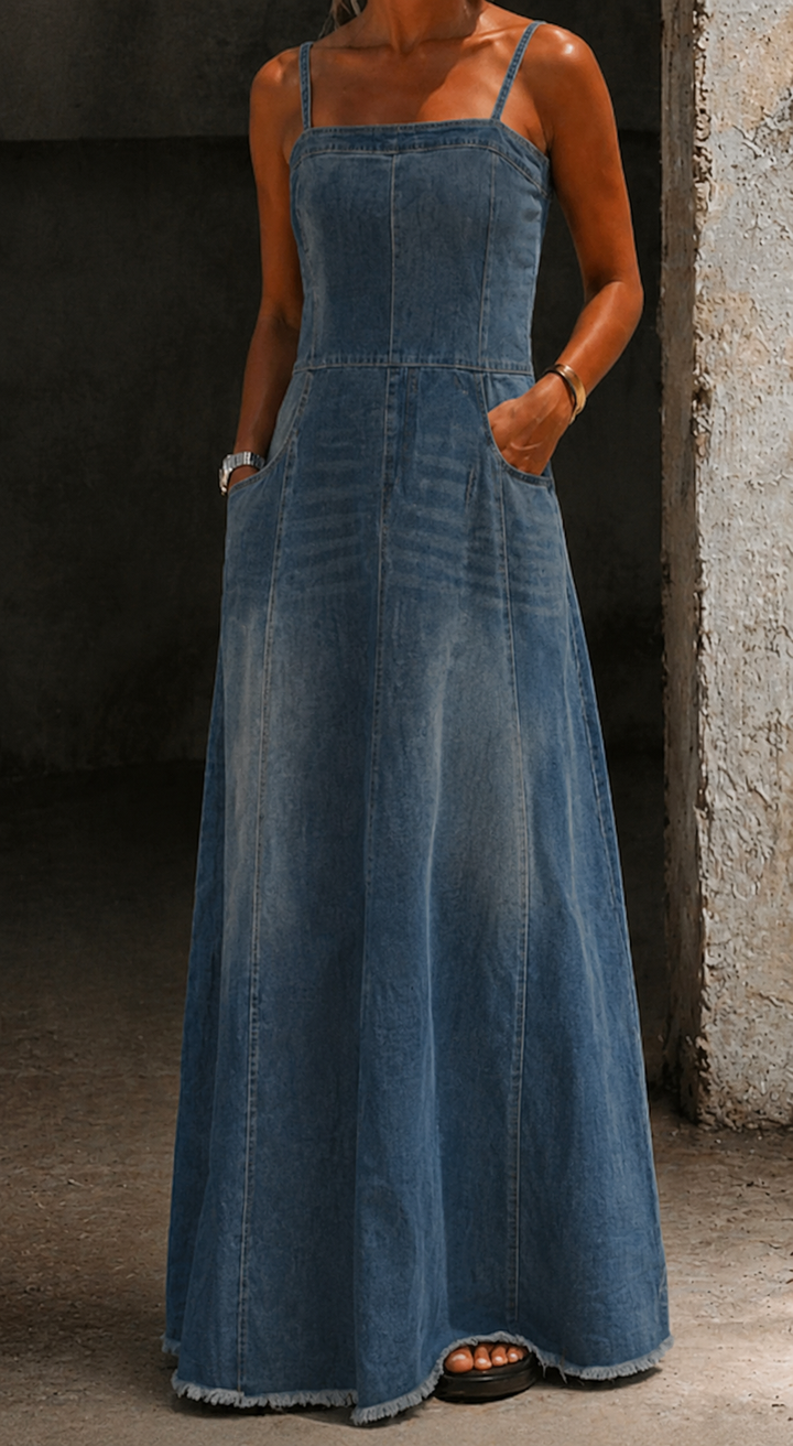 Savannah | Vintage Denim Maxi Dress