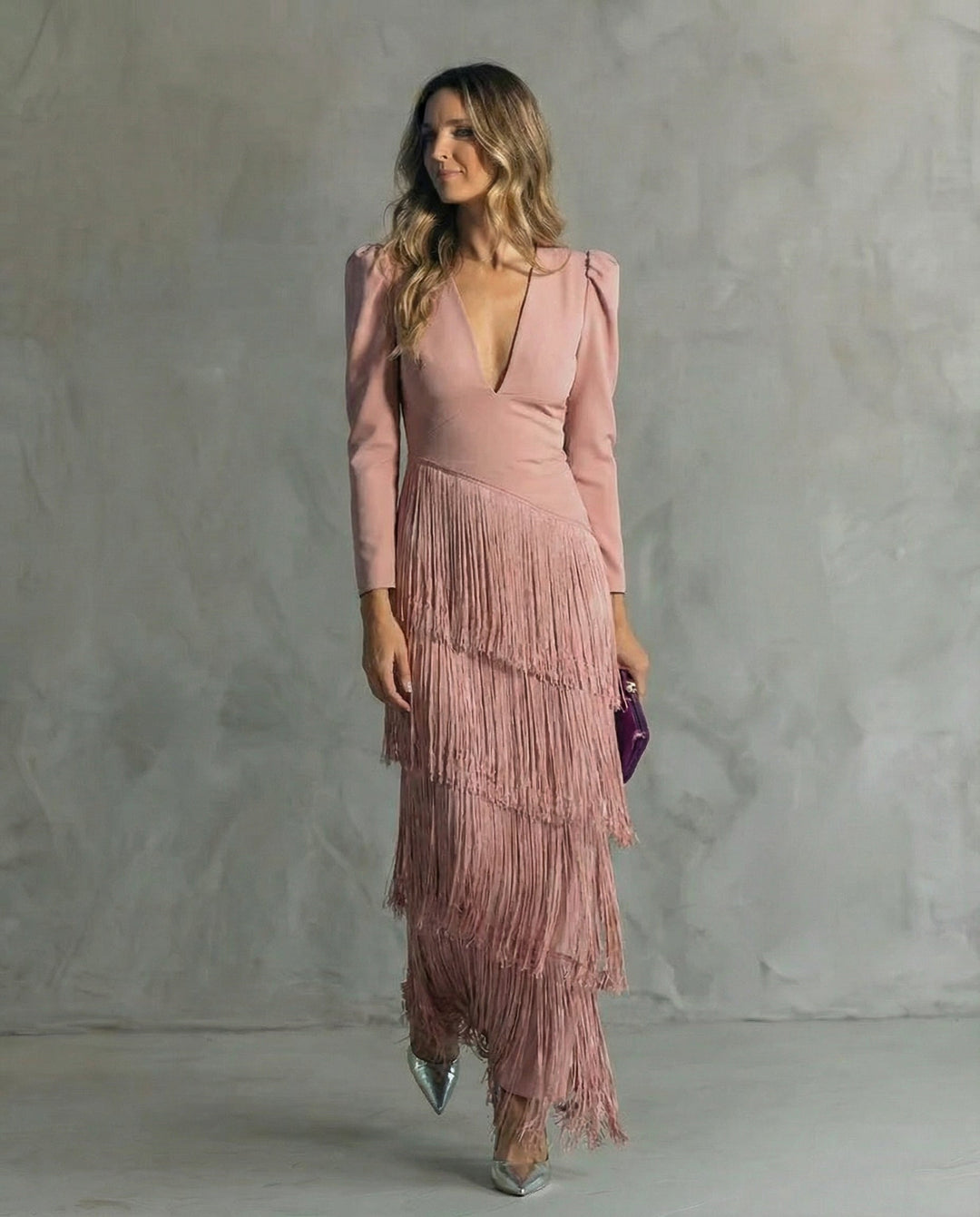 Claire | Elegant dress with fringe sleeves