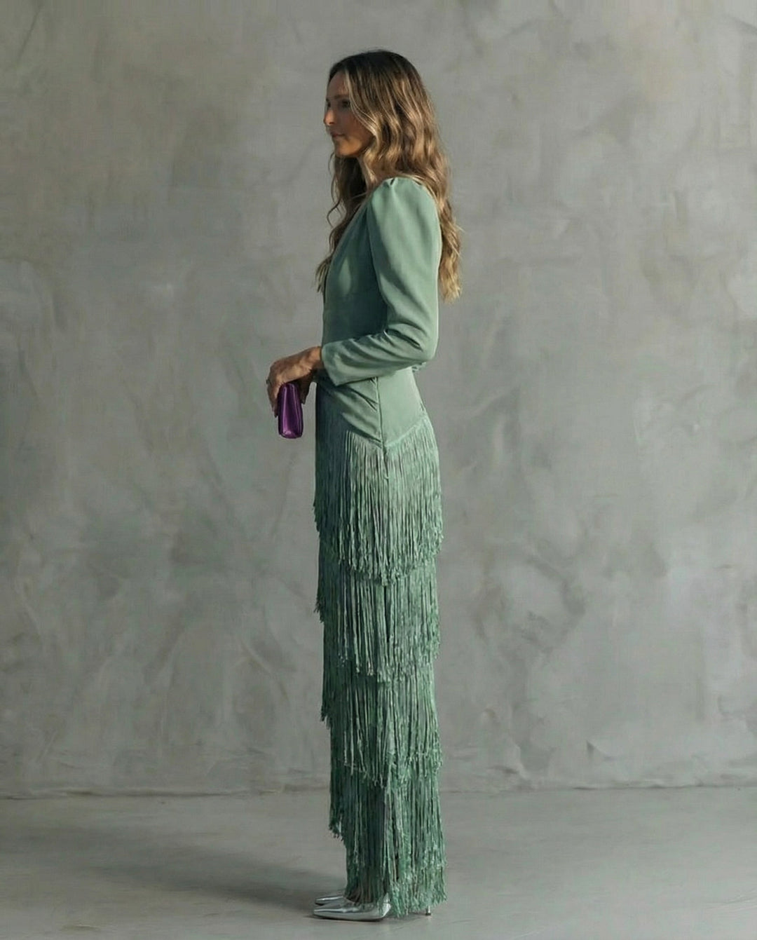 Lara | Elegant dress with fringe sleeves