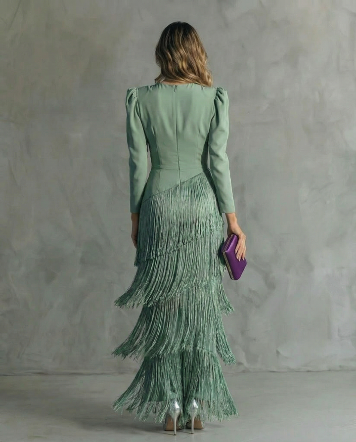 Lara | Elegant dress with fringe sleeves