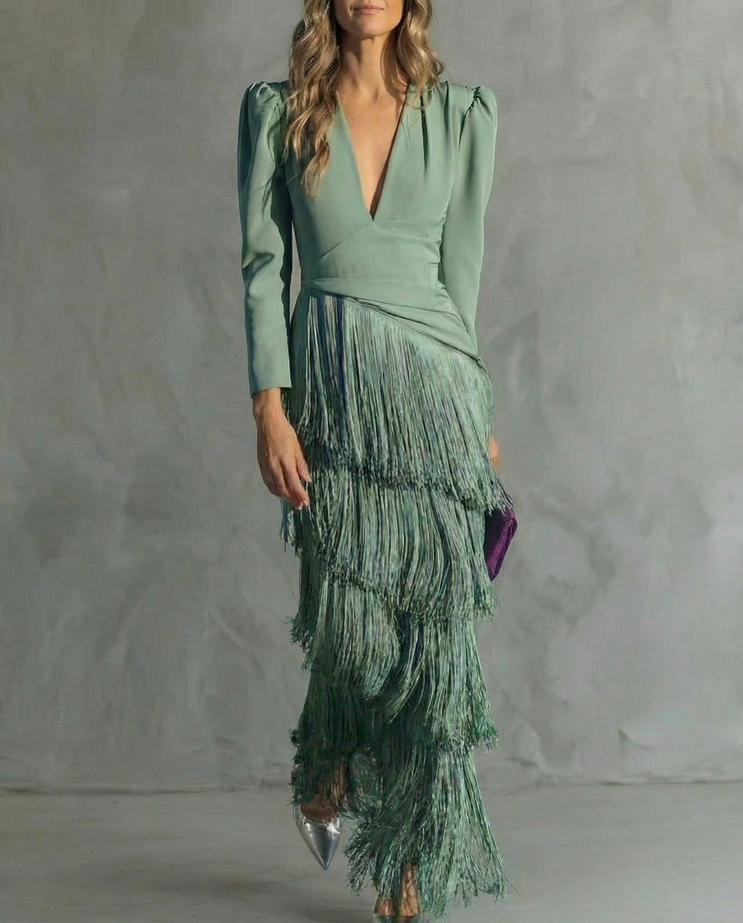 Lara | Elegant dress with fringe sleeves